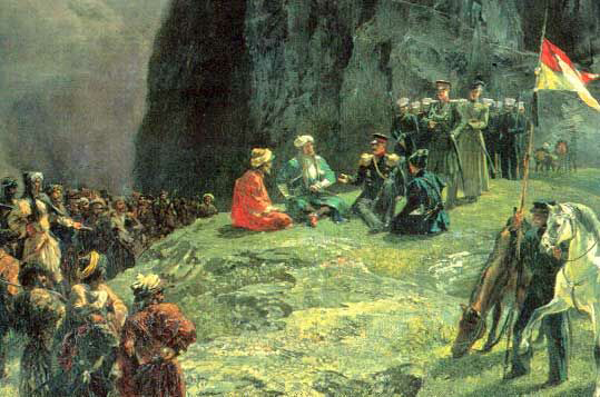 Grigory Gagarin The Meeting of General Kleke von Klegenau and Imam Shamil in 1837 by Gagarin